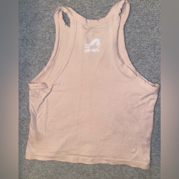 Cream/Soft Pink Halter Crop Top | Surf Style | Size: M - Picture 3 of 5